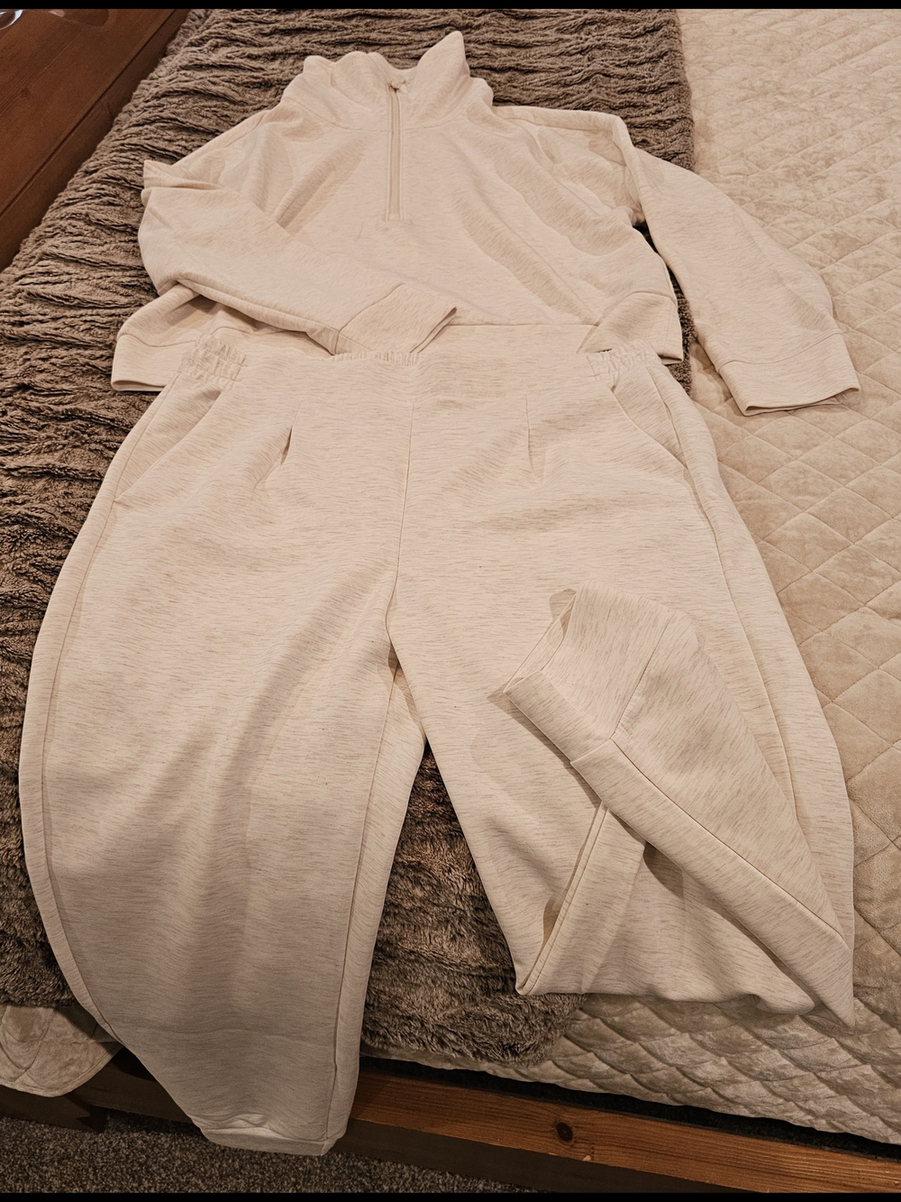 Avia Cream Half-Zip Pullover & Joggers Set